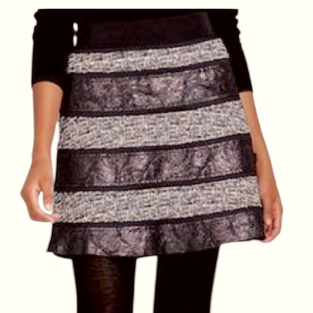 TORY BURCH Blythe tweed metallic skater mini skirt 🖤🩶